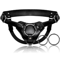 Arnés de Bondage de Cuero PU HM BDSM con Dildo, Juguete Sexual para Adultos, para Mujeres y Hombres, Bragas Negras, Strapon Usable