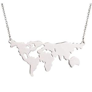 Collana pendente personalizzata in acciaio inossidabile la tua mappa del mondo all'ingrosso - Product Image 3