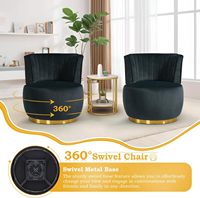 Ensemble de 2 fauteuils pivotants à 360°, fauteuils d'appoint modernes en velours, confortables et rembourrés, base en métal doré, pour salon et chambre à coucher