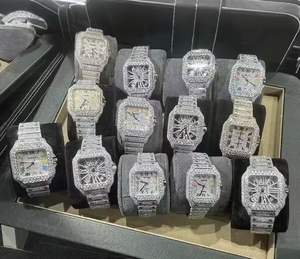 Montre mécanique de luxe en moissanite avec testeur de diamants, montre pour homme en acier inoxydable sertie de diamants, montre de rappeur, montre pour homme - Product Image 6