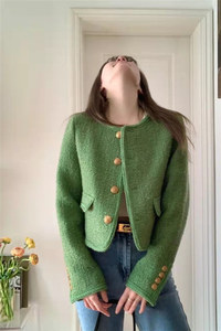 <span class=keywords><strong>Giacche</strong></span> di <span class=keywords><strong>Tweed</strong></span> invernali alla moda di migliore qualità Casual cardigan corti con bottoni Blazer eleganti cappotti corti lavorati a maglia da <span class=keywords><strong>donna</strong></span> - Product Image 3