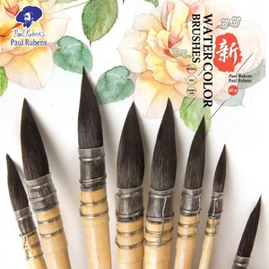 Haute qualité artiste brosse écureuil cheveux vadrouille en forme aquarelle brosse en bois laque poignée peinture pinceaux - Product Image 3