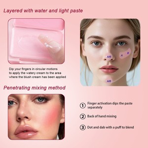 Fard à joues aqueux 2-en-1 : blush et illuminateur, pâte brillante hydratante, poudre libre matifiante pour visage fin et joues plus pulpeuses - Product Image 3