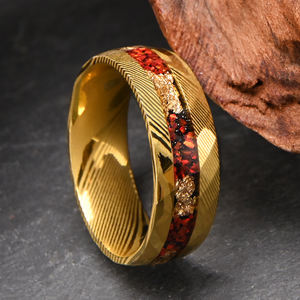 Listo para enviar 8mm oro amarillo puro hecho a mano Damasco <span class=keywords><strong>anillo</strong></span> incrustaciones Natural rojo ópalo Dios hoja lujo <span class=keywords><strong>matrimonio</strong></span> <span class=keywords><strong>anillo</strong></span> <span class=keywords><strong>promesa</strong></span> <span class=keywords><strong>anillo</strong></span> - Product Image 3