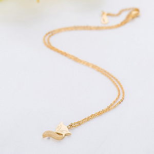 Collier pendentif en forme de renard pour femmes, chaîne de clavicule en acier or rose, bijoux à porter au quotidien, cadeau - Product Image 2