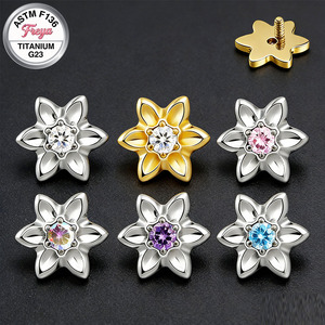 Lindos pendientes <span class=keywords><strong>de</strong></span> flor para novia, aretes finos <span class=keywords><strong>de</strong></span> <span class=keywords><strong>titanio</strong></span> para mujer, aretes coreanos chapados en oro para la <span class=keywords><strong>nariz</strong></span>, joyería para <span class=keywords><strong>piercing</strong></span>. - Product Image 1