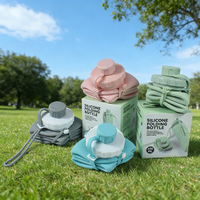 Bouteille d'eau pliable en silicone réutilisable de 600 ml, anti-fuite, design sportif, avec corde et couvercle pour usage extérieur