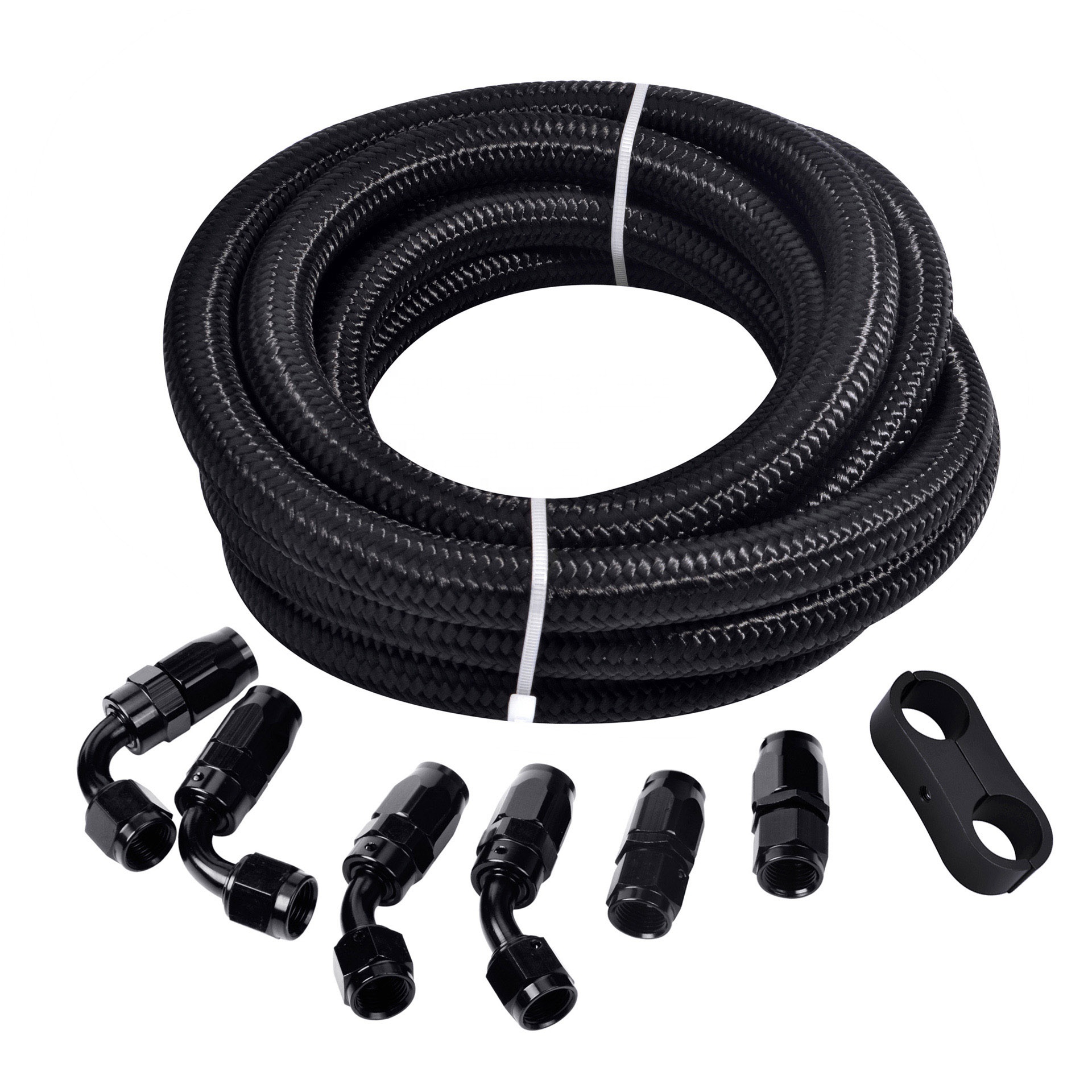 CPE 10 футов AN6 0 градусов 45 градусов 90 градусов нейлоновая плетеная 6AN фитинг топливной линии комплект-черный