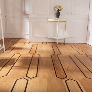 I produttori MUMU visualizzano la pavimentazione in legno di ciliegio a forma di lisca di pesce del campo da basket in rovere lamiato - Product Image 6