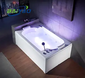 FSBY Jacuzzi-Lieferant Acryl-Jakuzi-Badewanne für 2 Personen mit verstecktem Wasserfall und bunten Led-Lichtern für 2 Personen