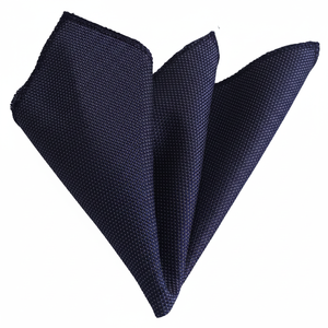 <b>Navy</b> Blue Bird's Eye Jacquard Woven Neckerchief Elegant Suit Jacket <b>Accessory</b> - Product Image 2