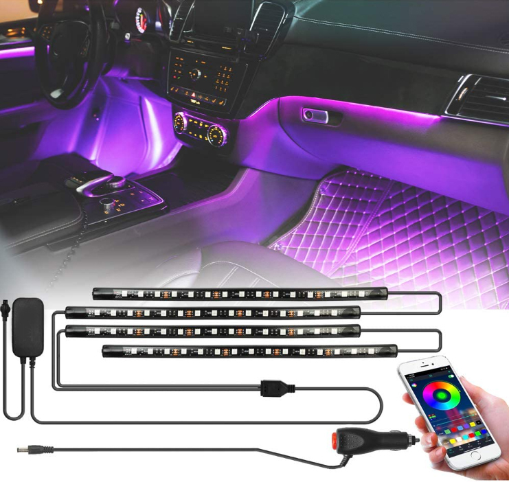Tcwin Led Car Light Interior Strips Lights for Car by APP Control, DIY Colors Music Microphone Control Under Dash