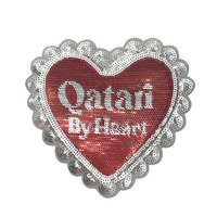 Patch thermocollant personnalisé en forme de petit cœur rouge, applique en tissu brodée, chiffres et lettres, vente en gros