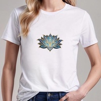 Badge brodé personnalisé motif lotus, fleur thermocollante, applique de luxe bleu et or pour vêtements de yoga, vestes, sacs, décoration DIY