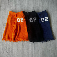 Shorts en mohair personnalisés avec logo, imprimés, amples, sous le genou, avec cordon de serrage, style streetwear, doux et duveteux, pour hommes