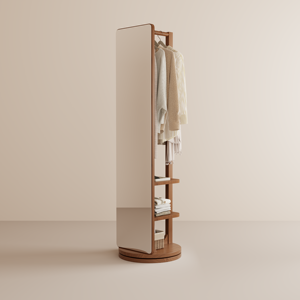 <span class=keywords><strong>Specchio</strong></span> Girevole a Figura Intera con Base in Legno e Spazio di Stoccaggio su Ruote, Design <span class=keywords><strong>Moderno</strong></span> e Semplice per <span class=keywords><strong>Camera</strong></span> <span class=keywords><strong>da</strong></span> Letto CYJ023 - Product Image 1