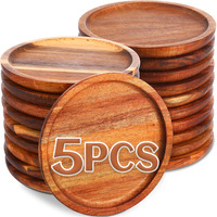 Assiettes en bois rondes de 5,9 pouces, légères, classiques, faites à la main, pour servir des plats, des collations, des aliments, ou comme cadeau.