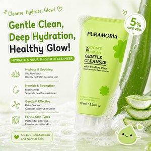 Nettoyant doux aux acides aminés avec <span class=keywords><strong>aloe</strong></span> <span class=keywords><strong>vera</strong></span> biologique et niacinamide, soin hydratant apaisant pour le visage, pour peaux sèches, 100 ml - Product Image 1