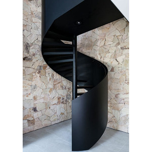 Escalera flotante de madera de larguero de alta calidad para escalera curvada de hierro forjado para interiores y exteriores - Product Image 1
