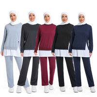 Nouvel ensemble deux pièces décontracté pour femmes musulmanes, style arabe/moyen-oriental, maillot de bain à manches longues avec capuche, couleur unie, motif 3D, pour l'extérieur