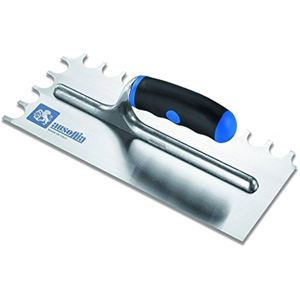 AUSONIA 28x12 Cm-10x10 mm dents truelle crantée avec manche en bois lame en acier au carbone et en plastique pour les travaux de béton et de maçonnerie - Product Image 2