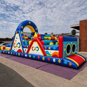 Castillo Inflable Comercial con Obstáculos, Pared <span class=keywords><strong>de</strong></span> Escalada, Túnel y Tobogán para Eventos al Aire Libre - Product Image 1
