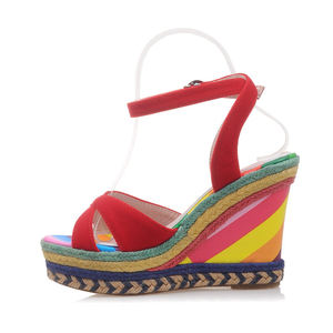 WETKISS OEM 2021 Color Arco Iris zapatos de mujer Sandalias de correa de tobillo zapatos de tacón de cuña para mujer Sandalias de verano <span class=keywords><strong>alpargatas</strong></span> en sandalias - Product Image 2