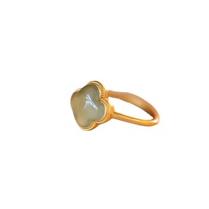 Hetian Jade Four Leaf Clover Ring For Women Adjustable Bezel Setting Gift Jewelry - Product Image 5