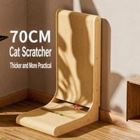 Griffoir pour chat en forme de L, XL, pour usage intérieur, 70 cm, durable, sans poussière, en carton ondulé épaissi, protège le canapé