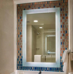 Espejo de montaje en superficie grande, espejo rectangular LED con luz de color cálido para tocador de baño - Product Image 3