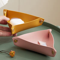 Organisateur de table en cuir PU multicolore, plateau de rangement triangulaire pliable, plateau de rangement fonctionnel pour le bureau, la maison, l'école