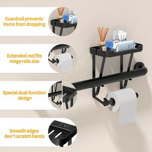 Porte-<span class=keywords><strong>papier</strong></span> <span class=keywords><strong>toilette</strong></span> mural double en acier inoxydable <span class=keywords><strong>noir</strong></span> <span class=keywords><strong>mat</strong></span>, nouveau design, avec boîte de rangement pour salle de bain et cuisine - Product Image 6