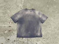 T-shirt pour homme en coton 100% avec impression graphique, coupe ample et carrée, manches courtes, effet délavé vintage et déchiré, personnalisé par le fabricant