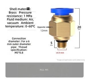 Conector Neumático Mini de Conexión Rápida PC4/6-M5, Rosca Macho Recta, Conector de Tubo de Aire de Encaje Rápido para Tuberías Neumáticas - Product Image 3