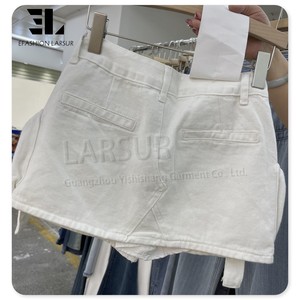 LARSUR Ceinture en coton sergé personnalisée d'usine pour femmes Biker Motorcycle Short Denim Cargo Mini <span class=keywords><strong>Jupe</strong></span> <span class=keywords><strong>Micro</strong></span> Mini <span class=keywords><strong>Jean</strong></span> <span class=keywords><strong>Jupe</strong></span> pour femmes - Product Image 2