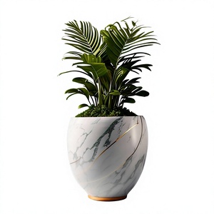 Maceta Moderna de Estilo Americano con Patrón de Mármol, Metal Resistente, para Plantas Verdes, Diseño Minimalista - Product Image 3