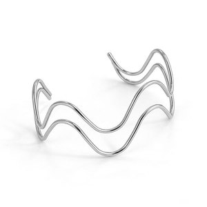 Punk Double Layer Wave Open Irregular Metal Upper <b>Arm</b> <b>Cuff</b> Statement Unique Adjustable <b>Arm</b> Bangle For Women Daily Wear - Product Image 6