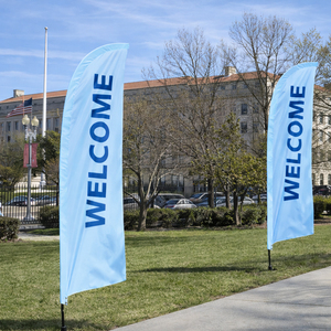 Banderas de Pluma de Poliéster Personalizadas para Publicidad Exterior, Banderas de Playa en Forma de Lágrima, Banderas con Base Cruzada y Estaca, Pancartas Promocionales - Product Image 2