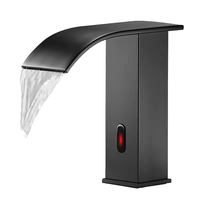 Robinet automatique à capteur HLK, robinet à induction en laiton noir, robinet de lavabo intelligent à infrarouge, robinet sans contact pour lavabo, robinet sans contact pour l'eau