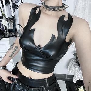 Gothic Clothing Flame Leather Tube <strong>Top</strong> <strong>Halloween</strong> New Fashion Sexy Shaping Camisole <strong>Top</strong> <strong>for</strong> <strong>Women</strong> - Product Image 2