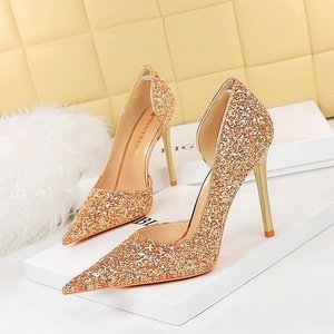 2025 Chaussure Femme Designer Fashion <b>Shoes</b> Sequin Cloth Stiletto Women's Pumps Heels for Ladies - Product Image 2