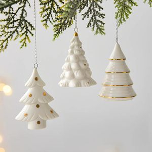 Nordic Square Ceramic <b>Christmas</b> <b>Tree</b> Pendant Ornaments Factory Wholesale 7x5cm <b>Mini</b> <b>Christmas</b> Gift - Product Image 1