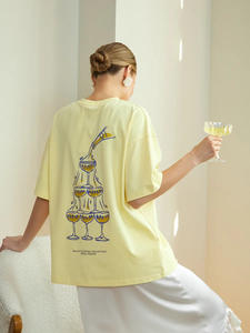 Top 100% coton hommes T-Shirts élégant ample décontracté banlieue à manches courtes Unique motif amusant <span class=keywords><strong>verre</strong></span> à <span class=keywords><strong>vin</strong></span> distinctif 220 grammes - Product Image 5