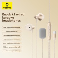 Casque audio Baseus Encok K1 95, nouveau, avec microphone filaire intégré, pour karaoké, musique, ordinateur, carte son, haut-parleur, moniteur intra-auriculaire, en direct