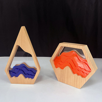 Personal isierte blaue rote orange Acryl mit hölzernen Kristall-Trophäen-MH-J0460