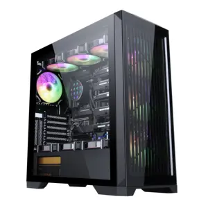 SAMA double sided glass atx pc case oem case gamer multiple hardware installations ARGB stripe gaming pc case full tower