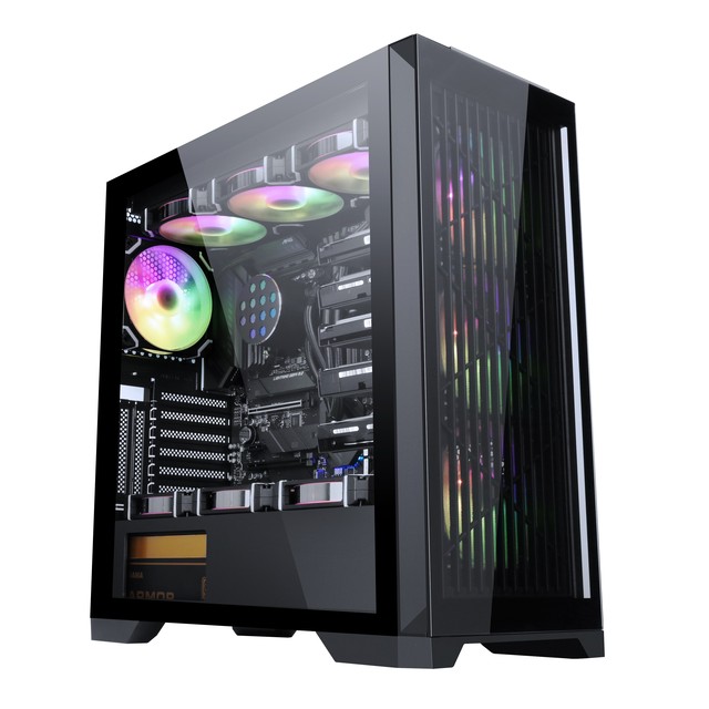 SAMA Double Sided Glass Atx Pc case Oem case Gamer Multiple Hardware Installations ARGB Stripe Gaming PC Case Full Mid Tower