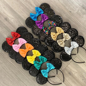 Fascia per capelli fatta a mano in tessuto con fiocco di <span class=keywords><strong>Minnie</strong></span> Mouse, alta elasticità, accessori per capelli per ragazze, colori caramella, decorazione per feste - Product Image 4