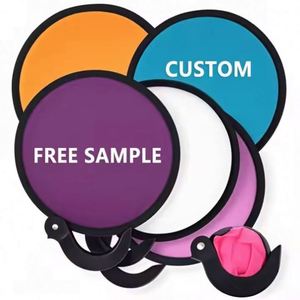 Custom Printed Soft Round Hand Folding Fan Pouch Foldable Flying Disc Customized Logo With <b>Pocket</b> - Product Image 1