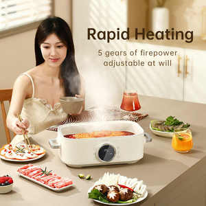 Ollas Eléctricas Multiusos Antiadherentes de 10 l, Calentador de Alimentos Eléctrico Cuadrado Antiadherente, Juego de Ollas Eléctricas de <span class=keywords><strong>Micro</strong></span>-Presión - Product Image 3